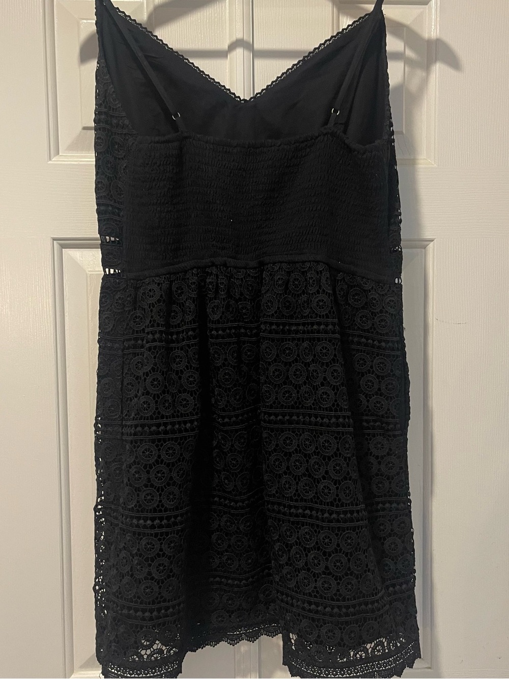 Abercrombie & Fitch Black Crochet Lace Cutout Mini Dress Size L - Picture 4 of 8